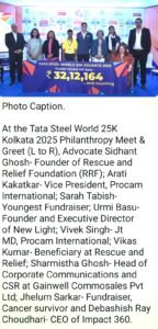 Corporates, individuals, runners and along with 40 NGO’s raised INR 32.12 lakhs at the Tata Steel World 25K Kolkata….