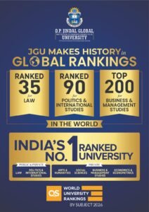 JGU Achieves Historic Higher Rankings in Law, IR & Business: QS World University Rankings by Subject 2026….